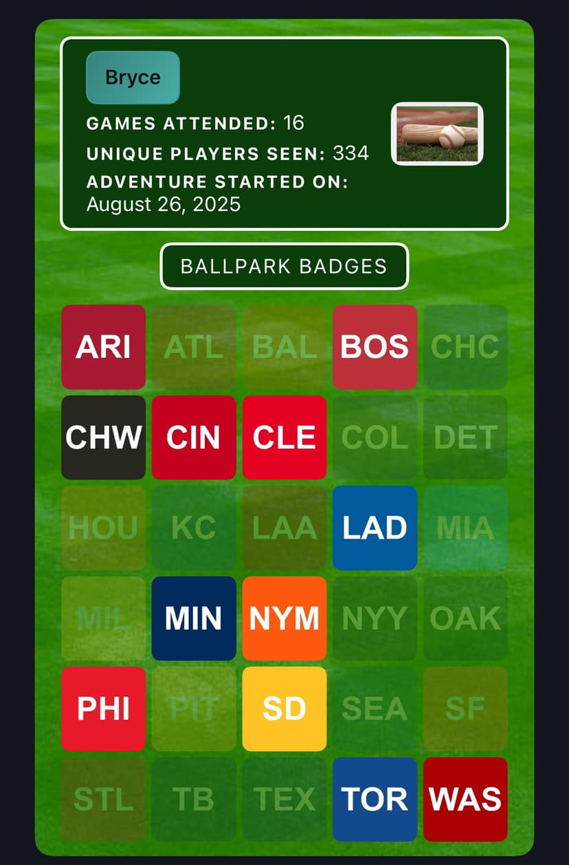 MLB badge card
